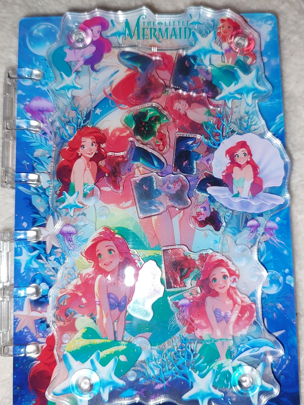 The Little Mermaid Ariel Shiny Blue A7 Acrylic Shaker Notebook With Paper